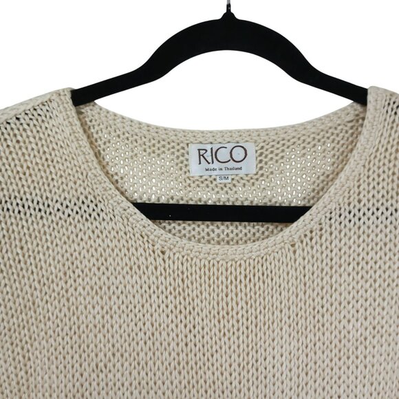 Rico Sweater With Scalloped Hem & Bell Sleeves S Handmade Crochet Knit Womens - Picture 3 of 11